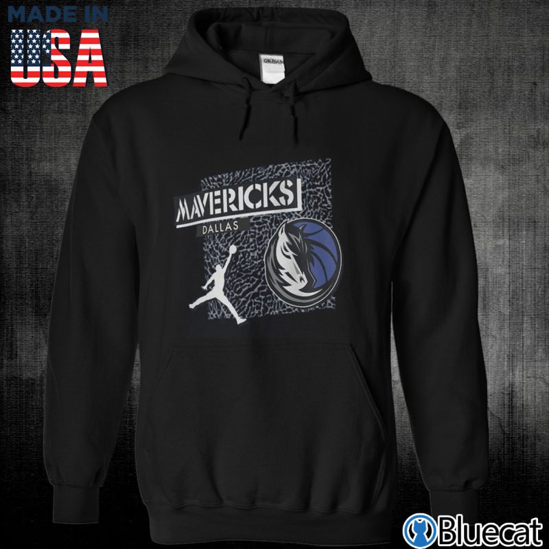 Black Unisex Hoodie Dallas Mavericks Jordan Elephant Print T Shirt