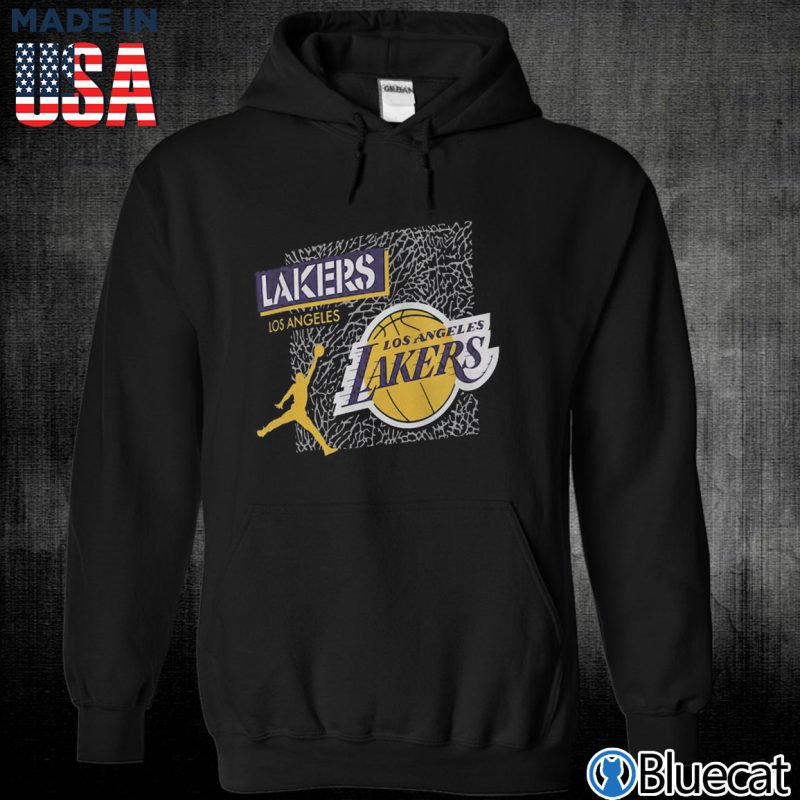 Black Unisex Hoodie Los Angeles Lakers Jordan Elephant Print T Shirt
