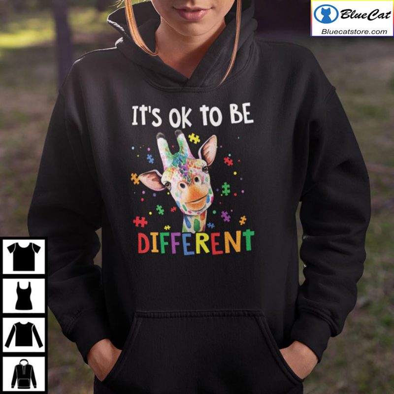 Giraffe Its Ok To Be Different Autism Awareness Shirt 1
