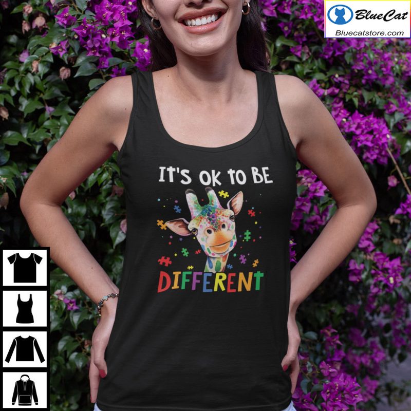 Giraffe Its Ok To Be Different Autism Awareness Shirt 2
