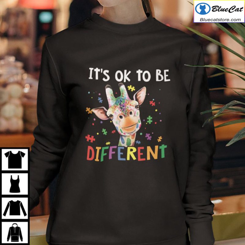 Giraffe Its Ok To Be Different Autism Awareness Shirt 3
