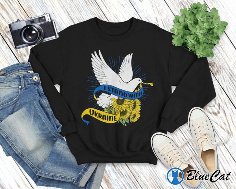 I Stand With Ukraine Peace Dove And Sunflowers T shirt Sweatshirt 2