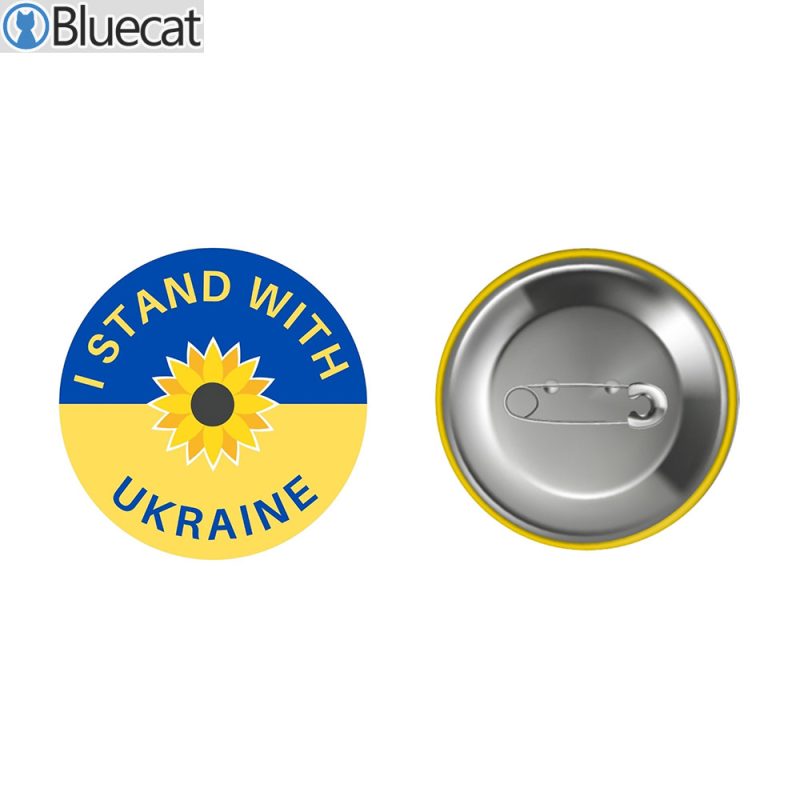 I Stand With Ukraine Sunflower Flag Pin Buttons 1