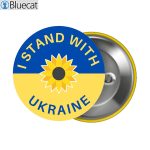 I Stand With Ukraine Sunflower Flag Pin Buttons