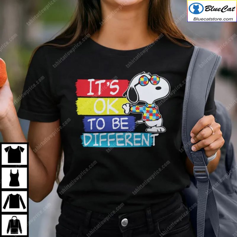 Its Ok To Be Different Autism Awareness Snoopy Shirt