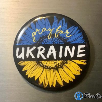 Pray For Ukraine Sunflower Pin Button