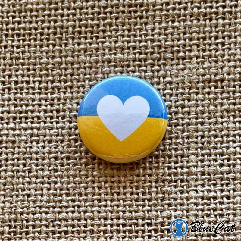 Stand With Ukraine Flag Metal Pin Button