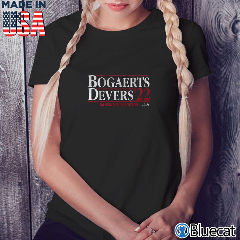 Black Ladies Tee Bogaerts Devers 22 Banging for Boston T shirt