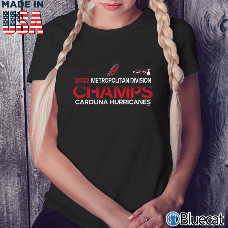 Black Ladies Tee Carolina Hurricanes Fanatics Branded 2022 Metropolitan Division Champions T Shirt