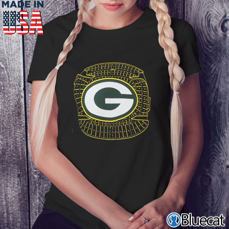 Black Ladies Tee Green Bay Packers New Era Stadium T Shirt