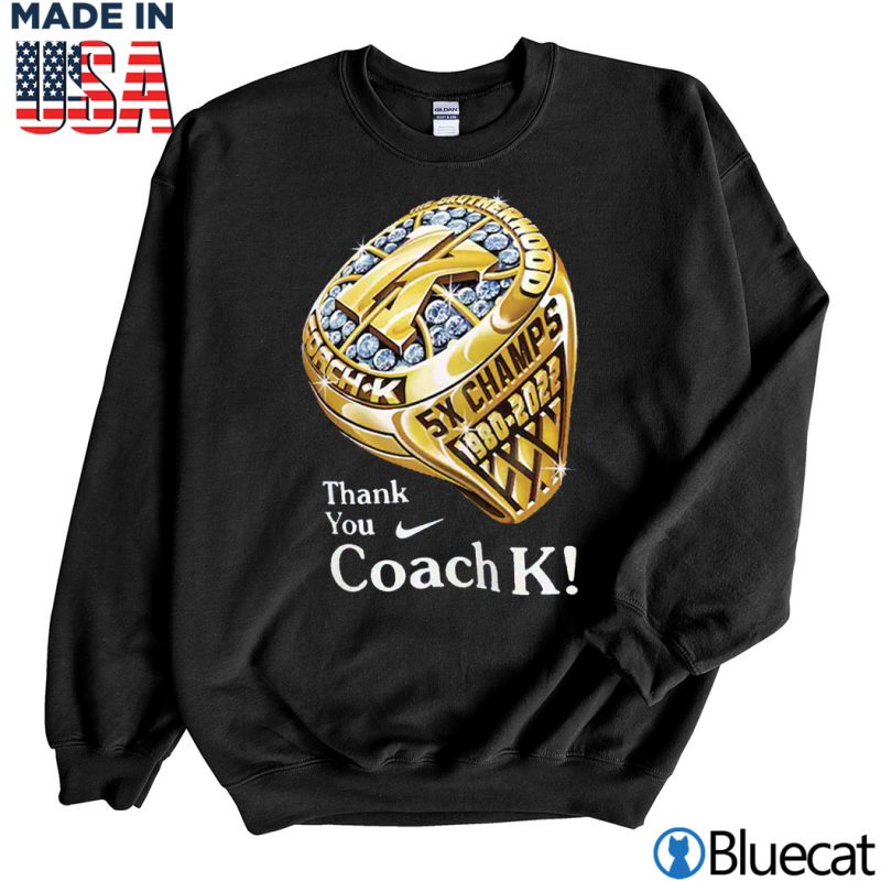 Black Sweatshirt Duke Blue Devils Nike Thank You Coach K Ring T Shirt