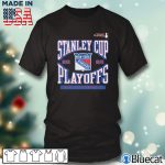 Black T shirt New York Rangers 2022 Stanley Cup Playoffs Big Tall Playmaker T Shirt