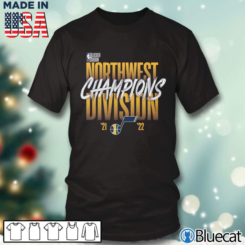 Black T shirt Utah Jazz Fanatics Branded 2022 Northwest Division Champions Locker Room T Shirt