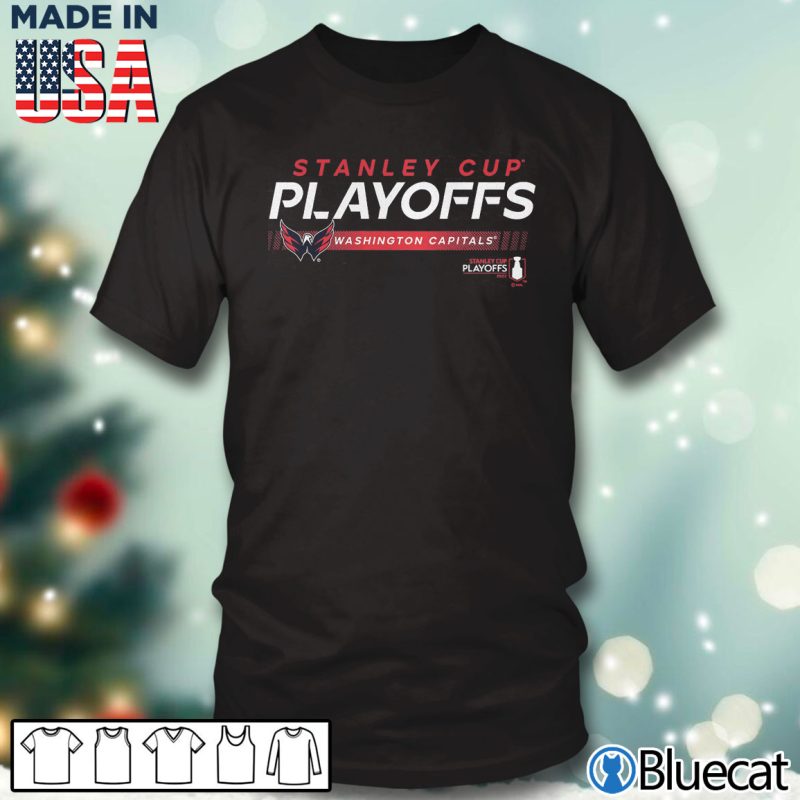 Black T shirt Washington Capitals 2022 Stanley Cup Playoffs Playmaker T Shirt