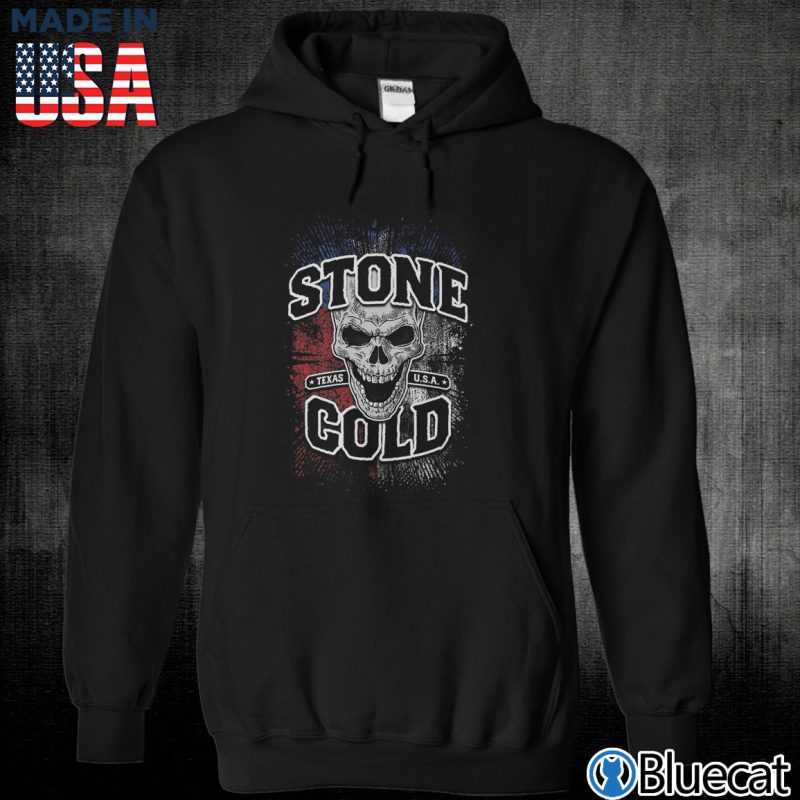 Black Unisex Hoodie Stone Cold Steve Austin Texas Flag Skull T Shirt