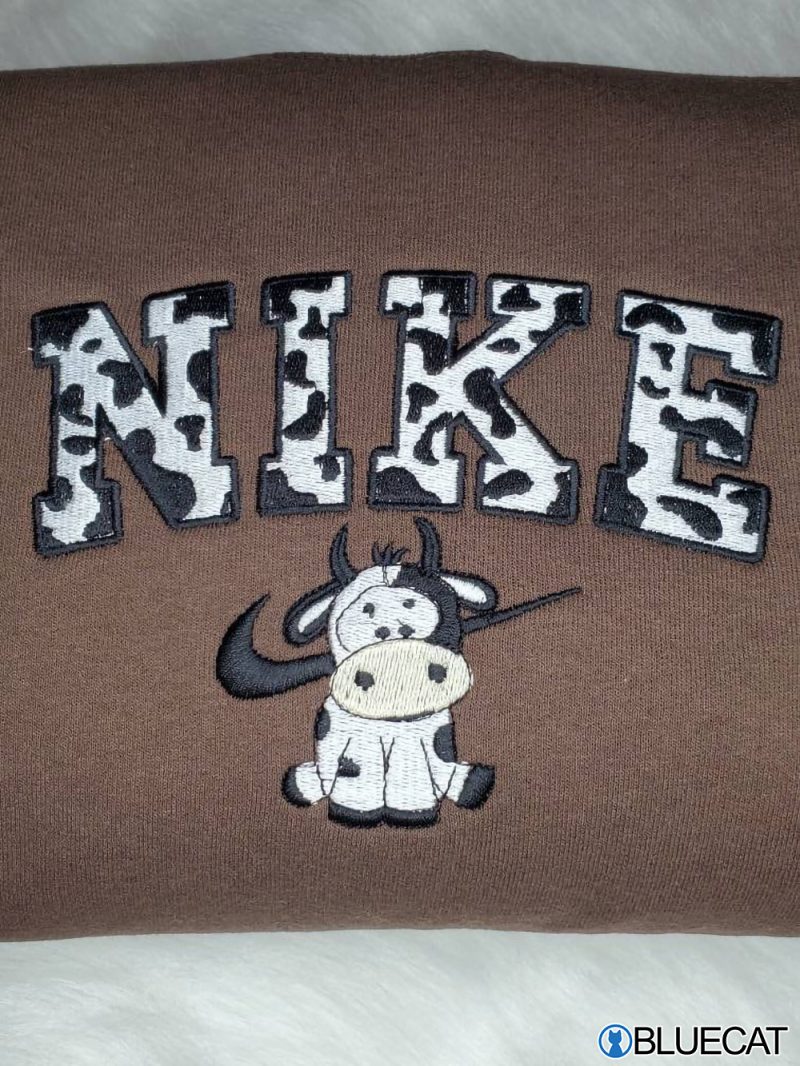 Embroidered Nike Logo With Cow Sweatshirt