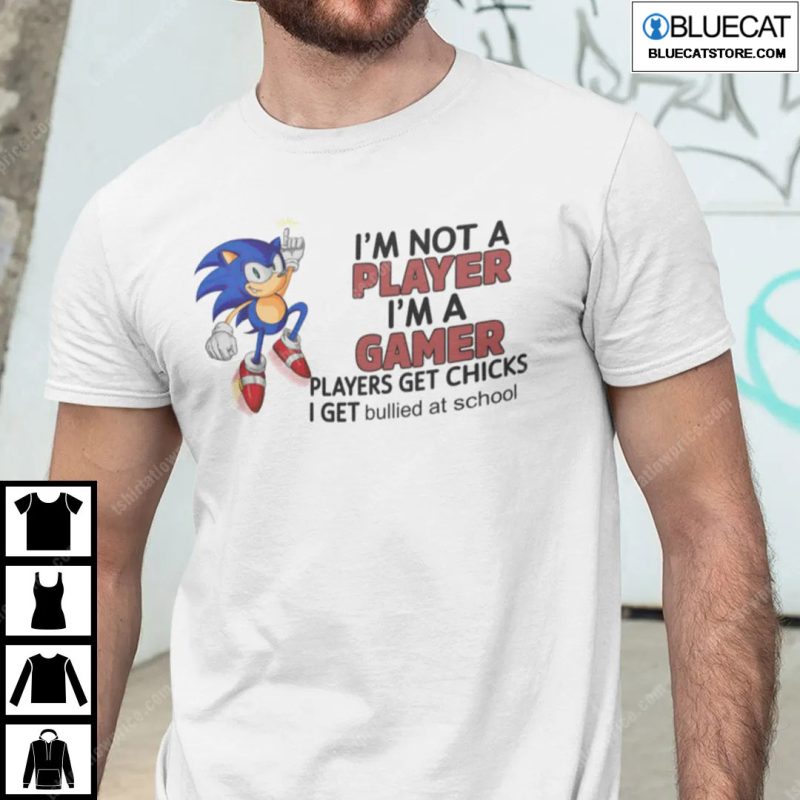 Im Not Player Im Gamer Shirt Players Get Chicks I Get Bullied At School Sonic The Hedgehog