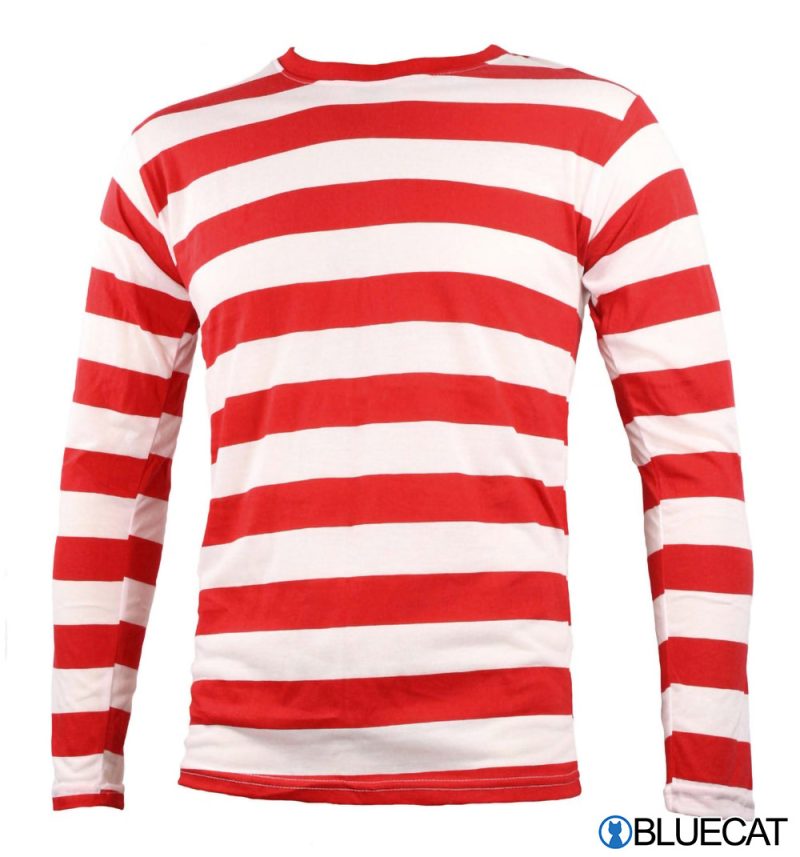 Mens Long Sleeve Red White Striped Shirt 2