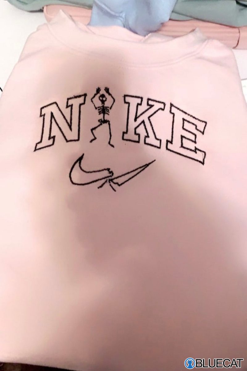 Spooky Nike Logo Embroidered Crewneck Sweatshirt