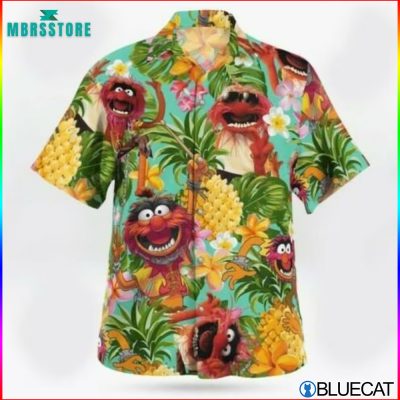 Animal Muppet Pineapple Tropical Short Sleeve Button Hawaiian Shirt 1