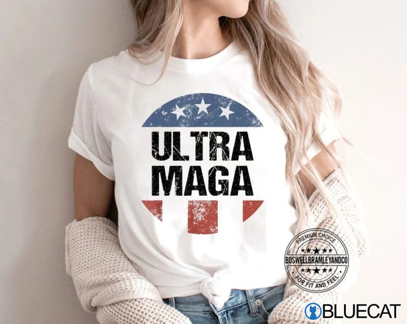 Vintage Ultra MAGA Funny Trump Biden American Flag USA Patriotic TShirt