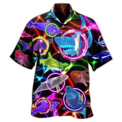 Shark Loves Circle Neon Limited Edition Best Fathers Day Gifts Hawaiian Shirt Men