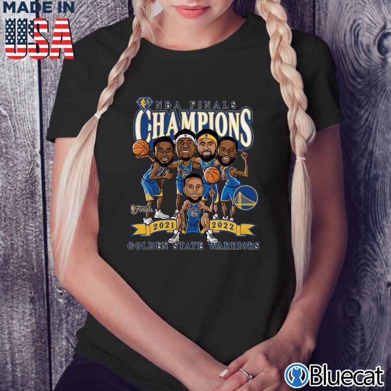 Black Ladies Tee Golden State Warriors Fanatics Branded 2022 NBA Finals Champions Caricature T Shirt