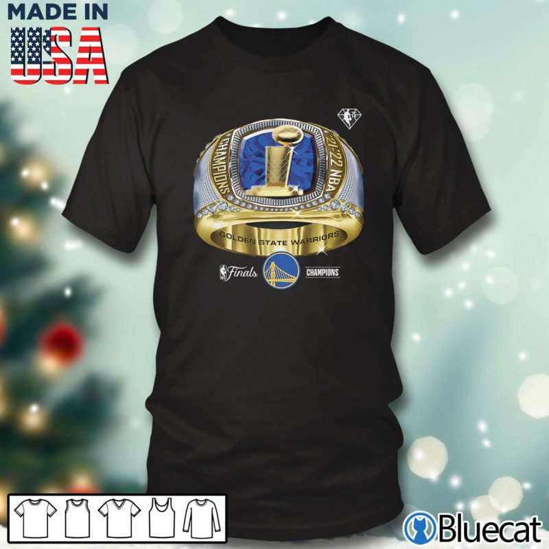 Black T shirt Golden State Warriors Fanatics Branded 2022 NBA Finals Champions Bling Ring Big Tall T Shirt