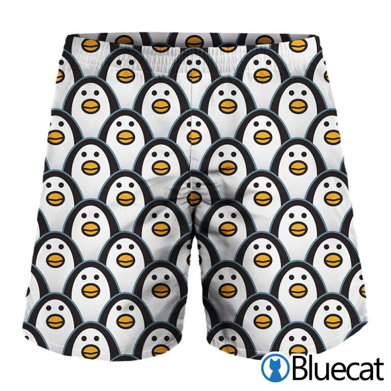 Cute Penguin Face Pattern Print MenS Shorts