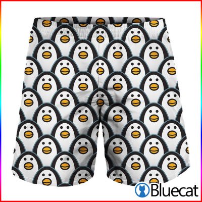 Cute Penguin Face Pattern Print MenS Shorts 1