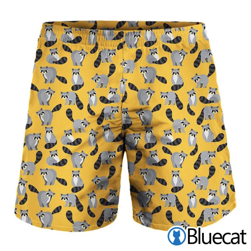 Cute Raccoon Pattern Print MenS Shorts