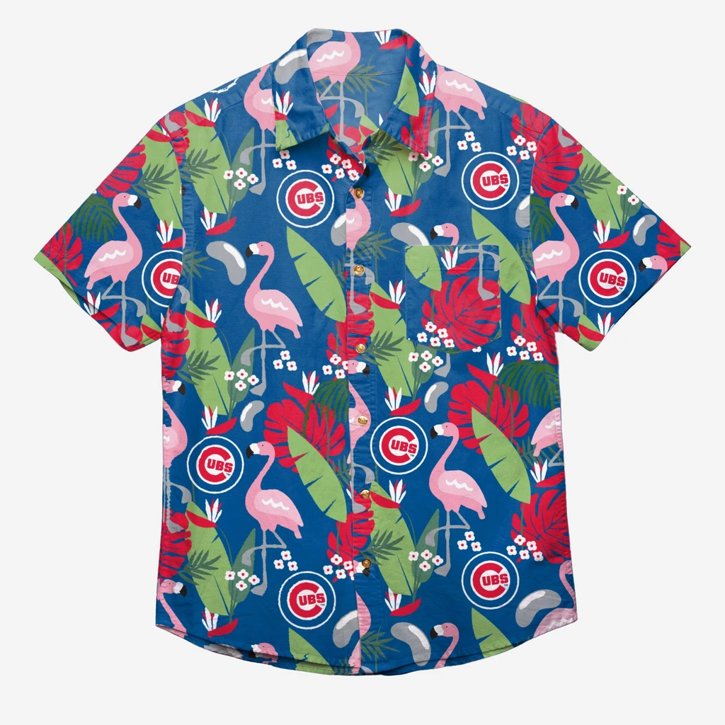 Flamingo Floral Chicago Cubs Hawaiian Shirt - Bluecat