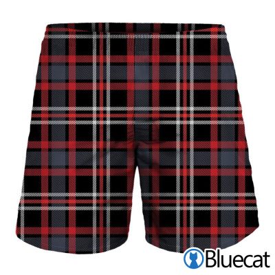 Grey Black And Red Scottish Plaid Print MenS Shorts