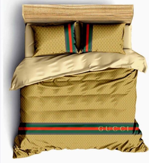Gucci Gold Duvet Cover and Pillow Case Bedding Set 600x654 1