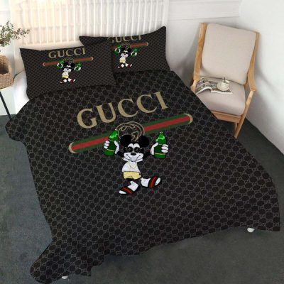Gucci Mickey Disney Luxury Duvet Cover and Pillow Case Bedding Set