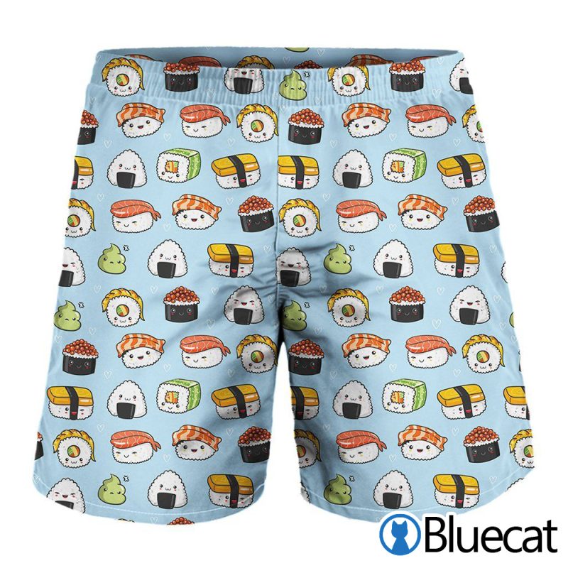 Kawaii Japanese Sushi Pattern Print MenS Shorts