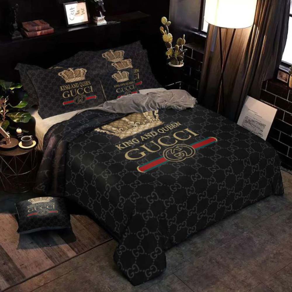King and Queen Gucci Luxury Duvet Cover and Pillow Case Bedding Set -  Bluecat