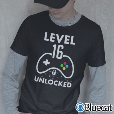 Level 16 Unlocked 16th Birthday Gaming Shirt