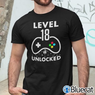 Level 18 Unlocked 18th Birthday Gaming Shirt