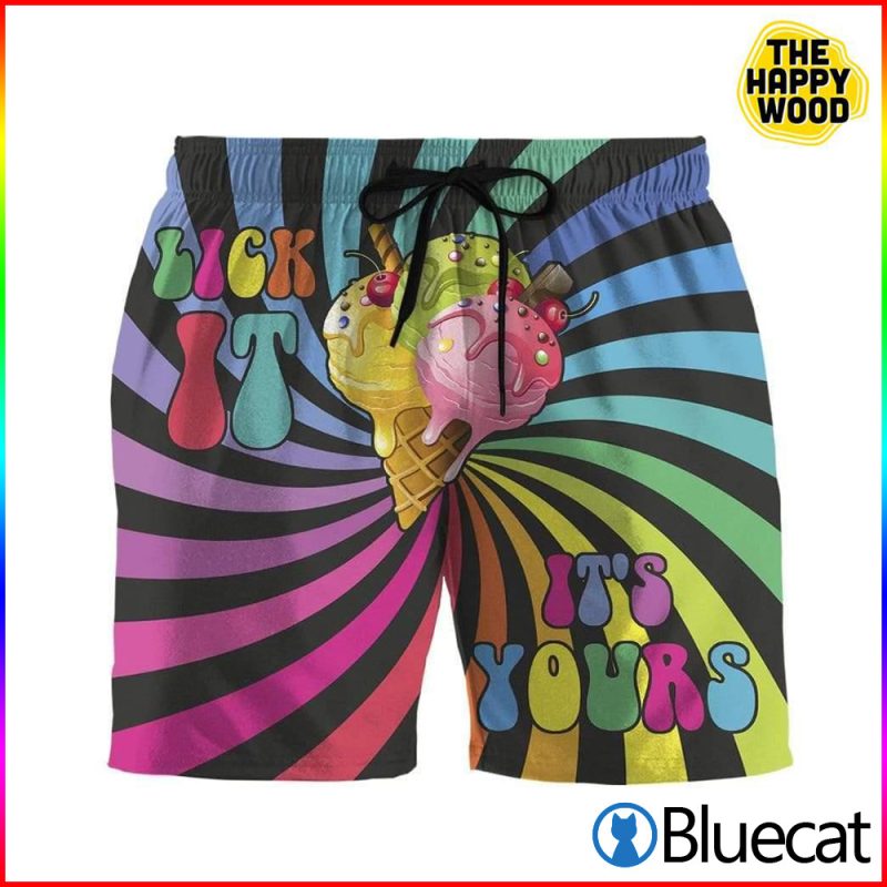 Lick It And Its Yours Ice Cream 3D Beach Shorts 1
