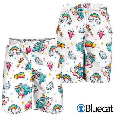 Little Girly Unicorn Pattern Print MenS Shorts 1