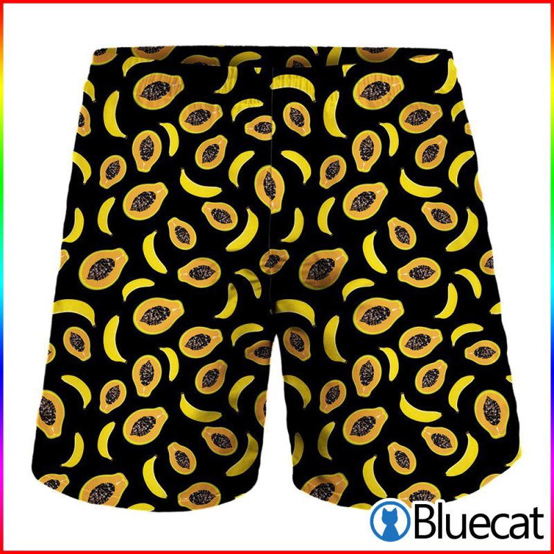Papaya And Banana Pattern Print MenS Shorts 1