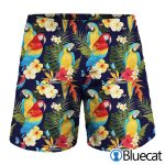 Parrot And Flower Pattern Print MenS Shorts
