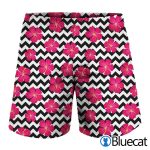Pink Hibiscus Zigzag Pattern Print MenS Shorts
