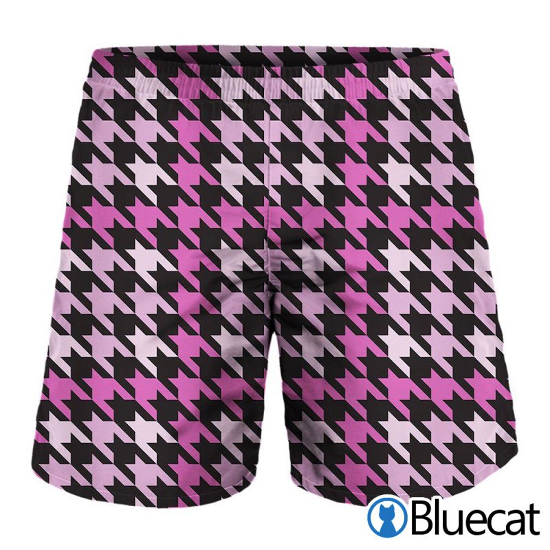 Pink Houndstooth Pattern Print MenS Shorts