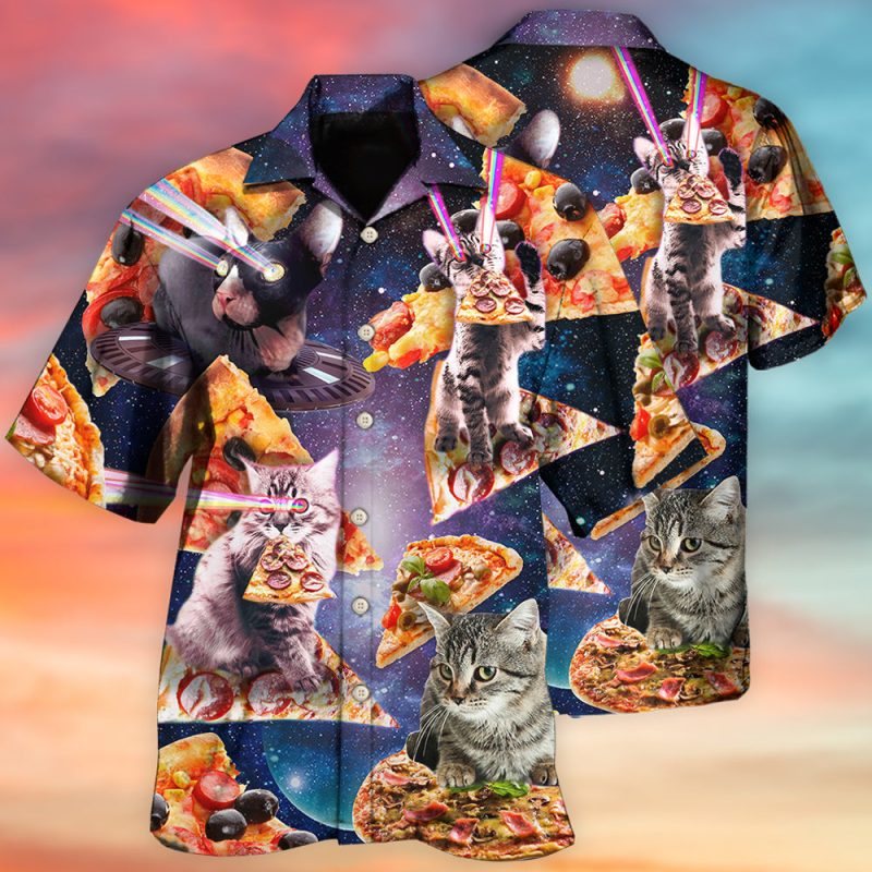 Pizza Cat Into The Galaxy Sky Best Fathers Day Gifts Hawaiian Shirt Men 2 65007413