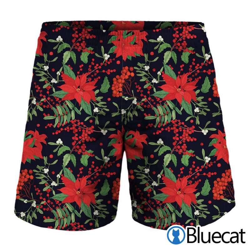 Poinsettia Flower Pattern Print MenS Shorts