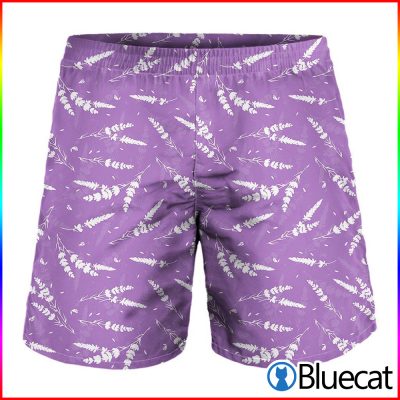 Purple And White Lavender Pattern Print Men'S Shorts
