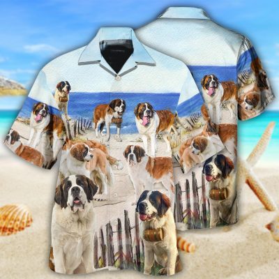 ST Bernard Dog Beach Style Best Fathers Day Gifts Hawaiian Shirt Men