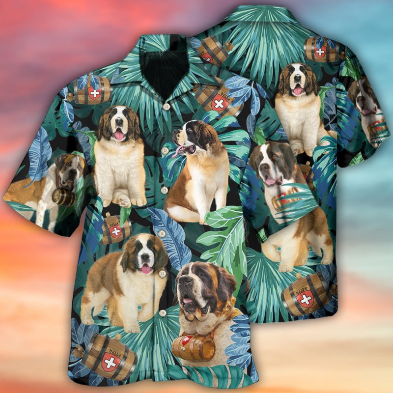 Saint Bernard Dog Tropical Leaf Best Fathers Day Gifts Hawaiian Shirt Men 3 31319825